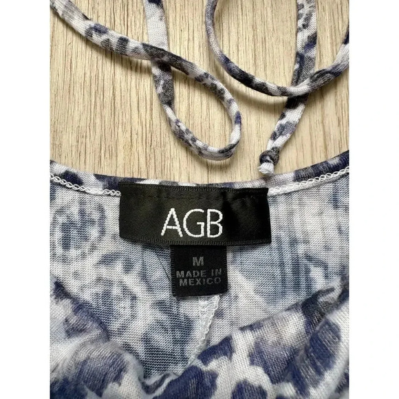 AGB | Women's Watercolor Floral Abstract Print Tie Back Blouse | Medium - Picture 3 of 3